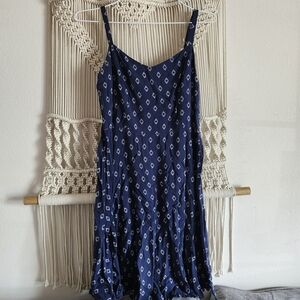 Old Navy Dark Blue Geometric Maxi Dress